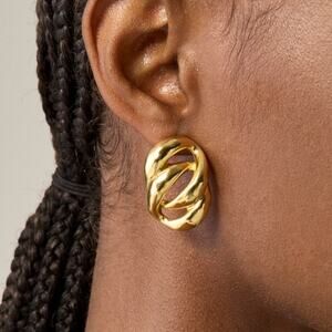 J. Crew Shiny Matte Gold Sculptural link earrings